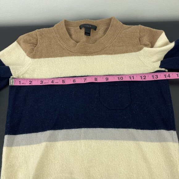 J. Crew Women's Merino Wool Striped Sweater Size XS Pullover Cream Navy Tan - Picture 7 of 9